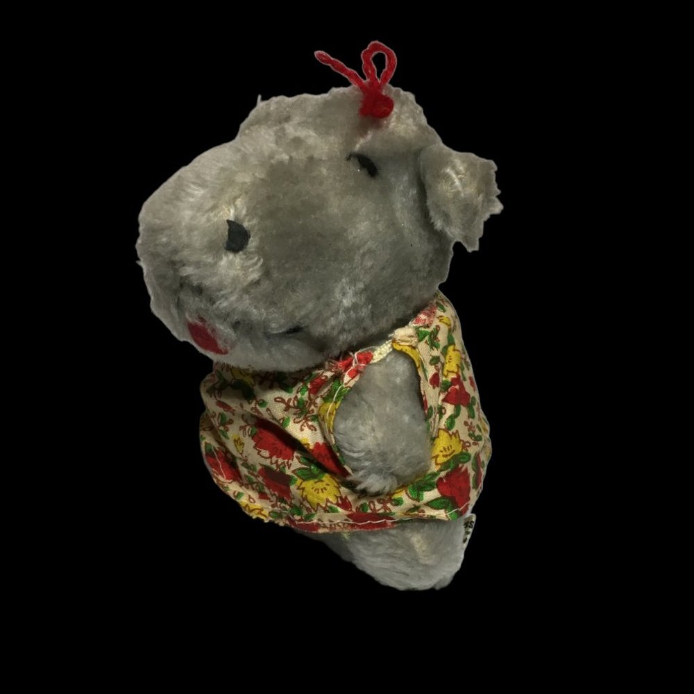 Russ Berrie Hippo Plush Nutshells Vintage 1977 Gray Stuffed Animal Toy Mini 5in.